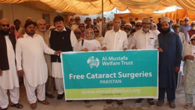 London; Al Mustafa, to set up eye camps in Jhelum, Gujar Khan, Mirpur, Maniyanda Kallar Syedan, Pindi Bhattian, Dadyal and Chakswari.