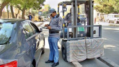Kallar Syedan; Traffic police stopped 22 motorcycles at 134 while 82 motorcycles and vehicles were locked in a police station under MVO offence.
