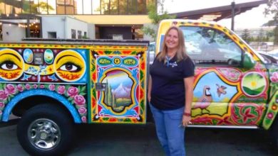 Spain; Pakistani truck art team in Barcelona during tour of Europe
