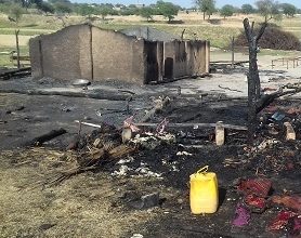 Gujar Khan; Nomad Pathan family homes destroyed in a fire in village Dhok Nishan Haider, Jatli