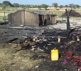 Gujar Khan; Nomad Pathan family homes destroyed in a fire in village Dhok Nishan Haider, Jatli