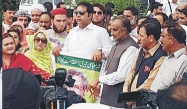Kahuta; PML-N Activist from Kahuta and Kallar join protest held at Islamabad press club
