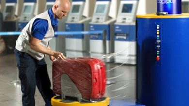 London; Plastic wrapping your luggage at airports is now compulsory