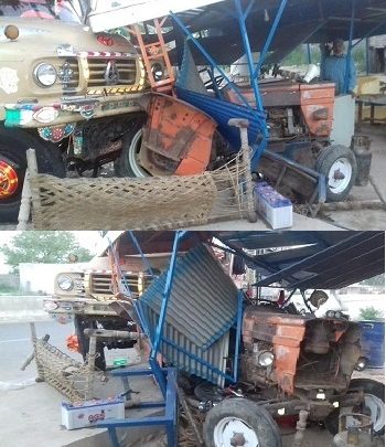 Jatli, Gujar Khan; Out of contril truck smashes in to hotel at Jatli adda