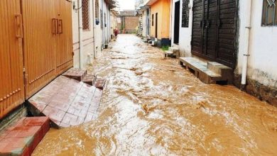 Kahuta; Local streets in Kahuta city turn in to ponds after heavy rainfall