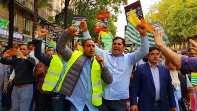 France; Public rally held in Paris against India and in favor of Kashmiris