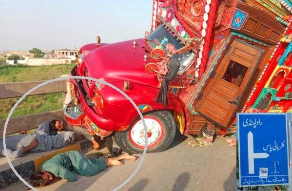 Kallar Syedan: Fatal collision between two trucks on Kallar bypass, one motorcyclist killed, two seriously injured