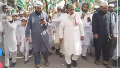 Gujar Khan: A welcome rally for the month of Rabi-ul-Awwal was organized by the Milad Committee in Bewal