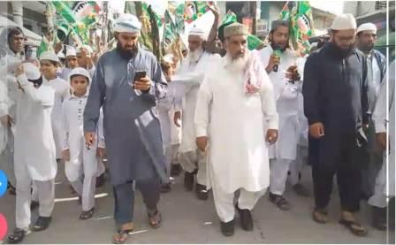Gujar Khan: A welcome rally for the month of Rabi-ul-Awwal was organized by the Milad Committee in Bewal