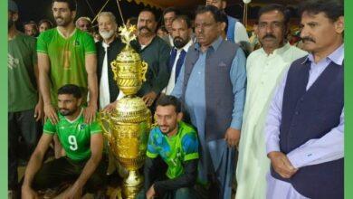 Kallar Syedan: “Ch Ghulam Sarwar Adil Memorial All-Pakistan 02 Open Volleyball Tournament Won by Anjum Naheem’s Club Kallar Syedan”