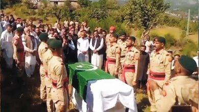 Kahuta: Lance Naik Tabasam Abbasi, a resident of Khoiyan Salambatar area, was laid to rest with military honours.