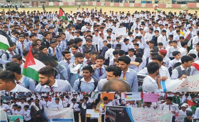 Kallar Syedan: “Pakistan Private Schools Management Association Organizes ‘Labaik Ya Aqsa’ Rally “