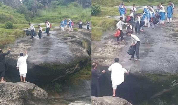 Kahuta: Lack of Infrastructure in Kahuta Tehsil Forces Children to Risk Lives Crossing Flooded Stream for School
