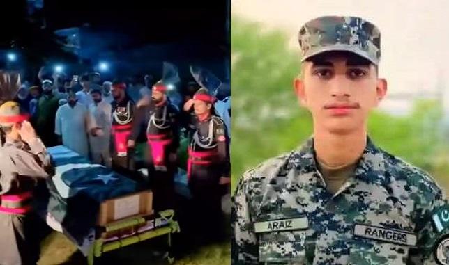 Kahuta: Soldier Araiz Riaz, Martyred at Sialkot Border, Laid to Rest with Full Military Honors