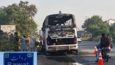 Rawat: Passenger Bus Catches Fire on Rawat GT Road; All Passengers Safe