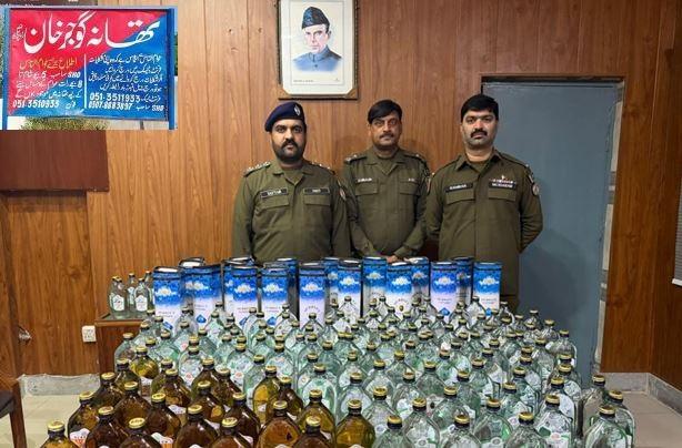 Gujar Khan Police Crack Down on Liquor Suppliers; Three Arrested, Over 500 Bottles Seized