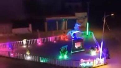 Kallar Syedan beautifully illuminated with colourful decorative lights