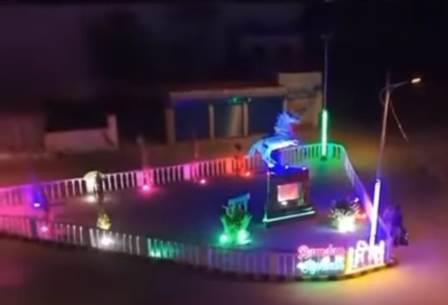 Kallar Syedan beautifully illuminated with colourful decorative lights