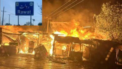 Rawat blaze engulfs shops on Kallar Syedan Road, causing massive losses