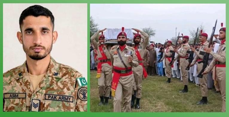 Gujar Khan: Naib Subedar Asim Kiani Shaheed given full military honours at the namaz e janaza